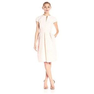 NWT HELENE BERMAN London dress career V-neck blush pink dots tulle under 10